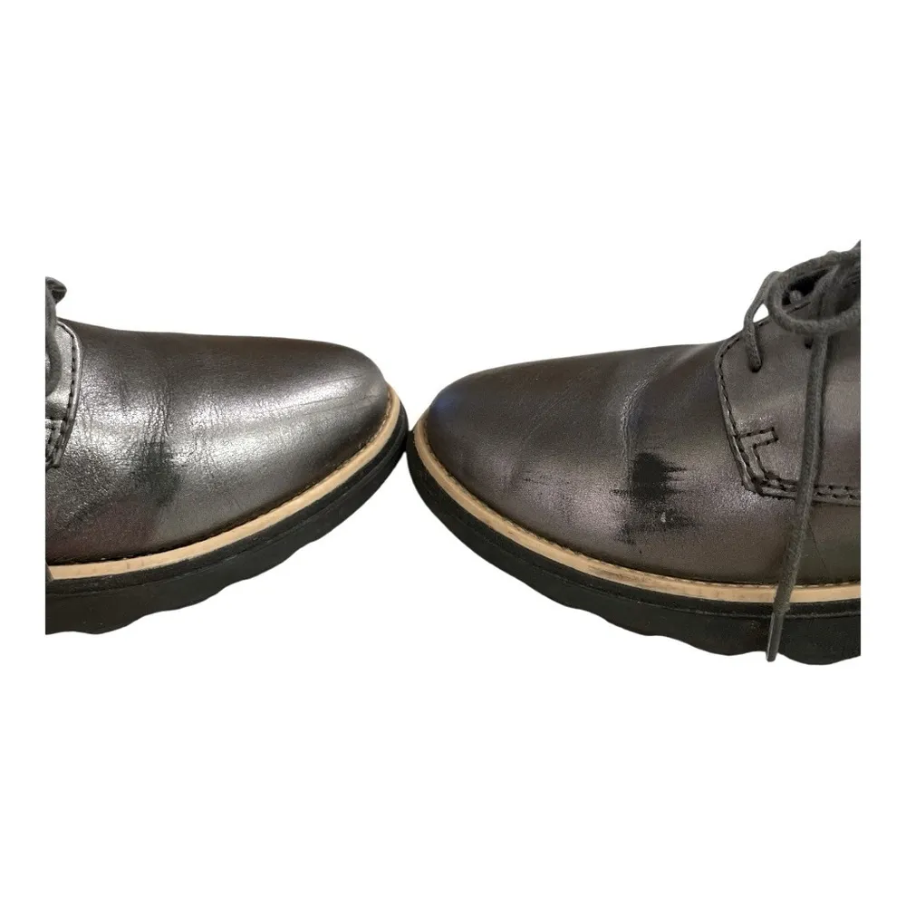 Clarks Collection Leather Oxford Sharon Rea US 10 Gun Metal Lace Up Comfort Sole - Image 7