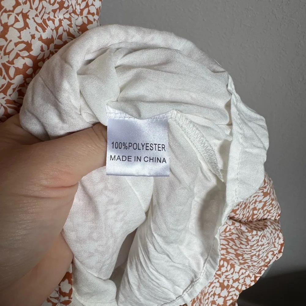 Petal + Pup Tan Cream Floral Print Mini Tiered V-Neck A-Line Sundress Womens 8 - Image 4