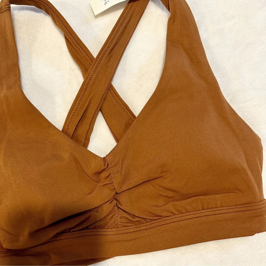 NWT Offline by Aerie Real Me Ruched Sports Bra in Carmel - Size: Medium - Image 2