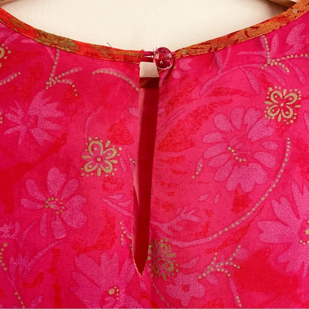 Ruth Norman Vintage Caftan Pink and Orange Floral Maxi Tunic Dress size XL - Image 12