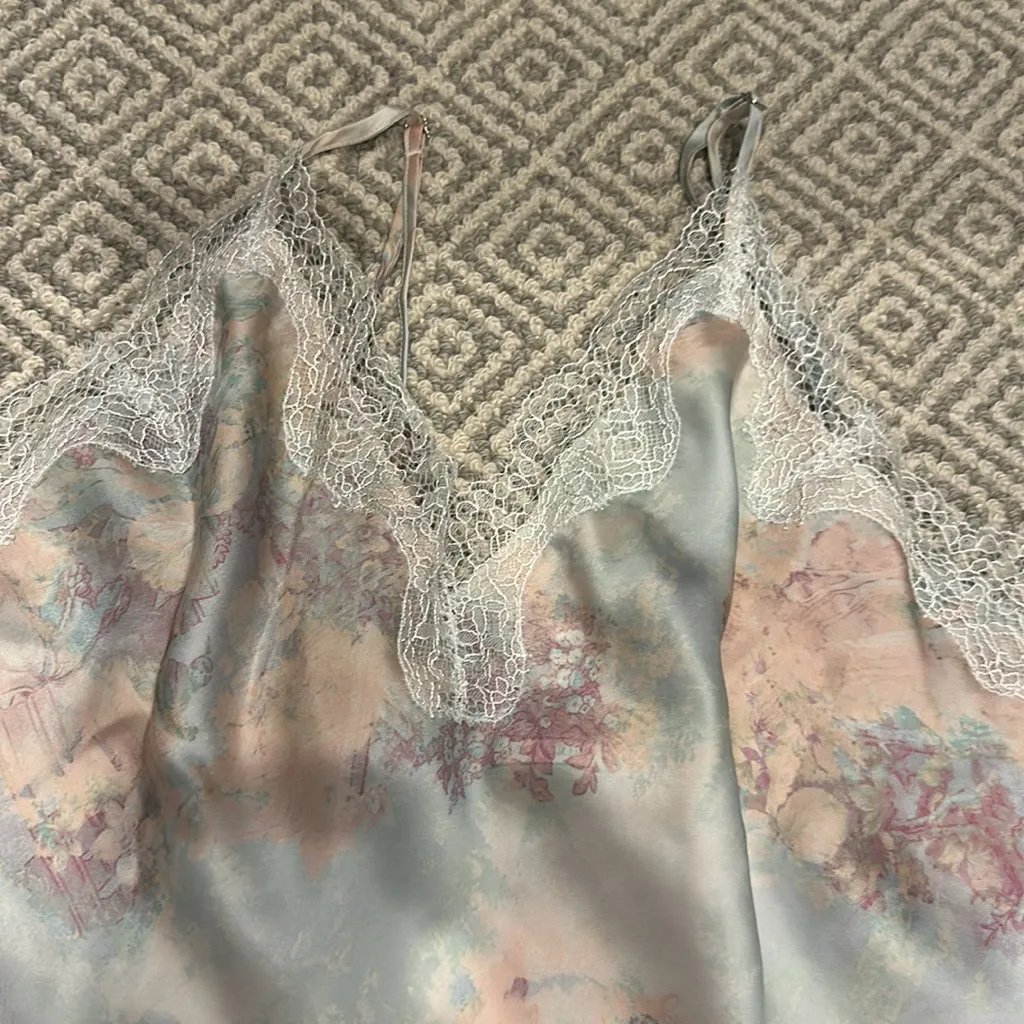 Victoria’s Secret slip size L. Pastel spring colors. Adjustable straps Blue Size L - Image 2