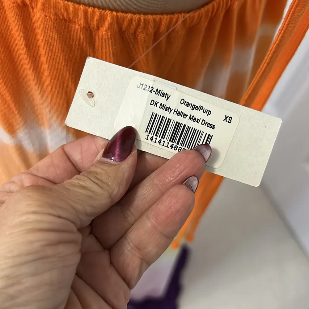 Debbie Katz South Beach Tie Dye Halter Maxi Cover Up Dress Orange Size XS - Image 6
