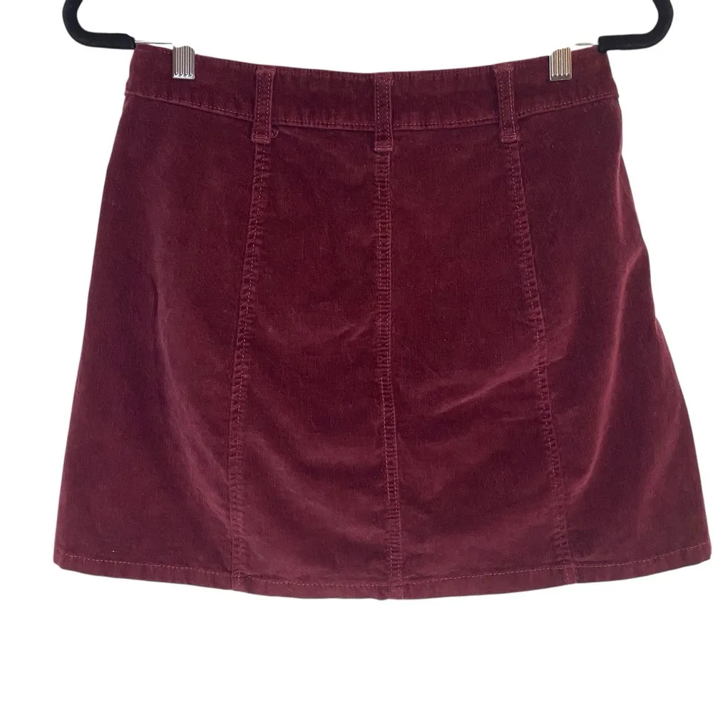 Celebrity Pink Stellar A-Line Corduroy Mini Skirt Button Front Burnt Red SZ/9-29 - Image 2