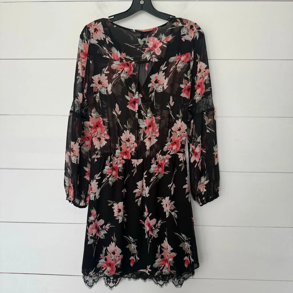 White House Black Market Women’s 4 Black Floral Mini Dress - Image 4