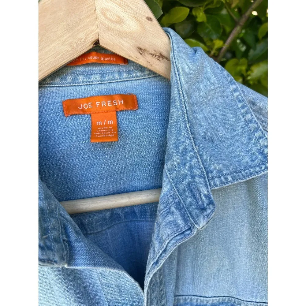 Joe Fresh Women’s Denim button up Casual Minimalist Chambrey M - Image 7
