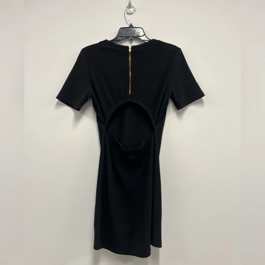 Forever21 Women’s Black Short Sleeve Bodycon Dress - Back Cutout.  Size: Medium - Image 3
