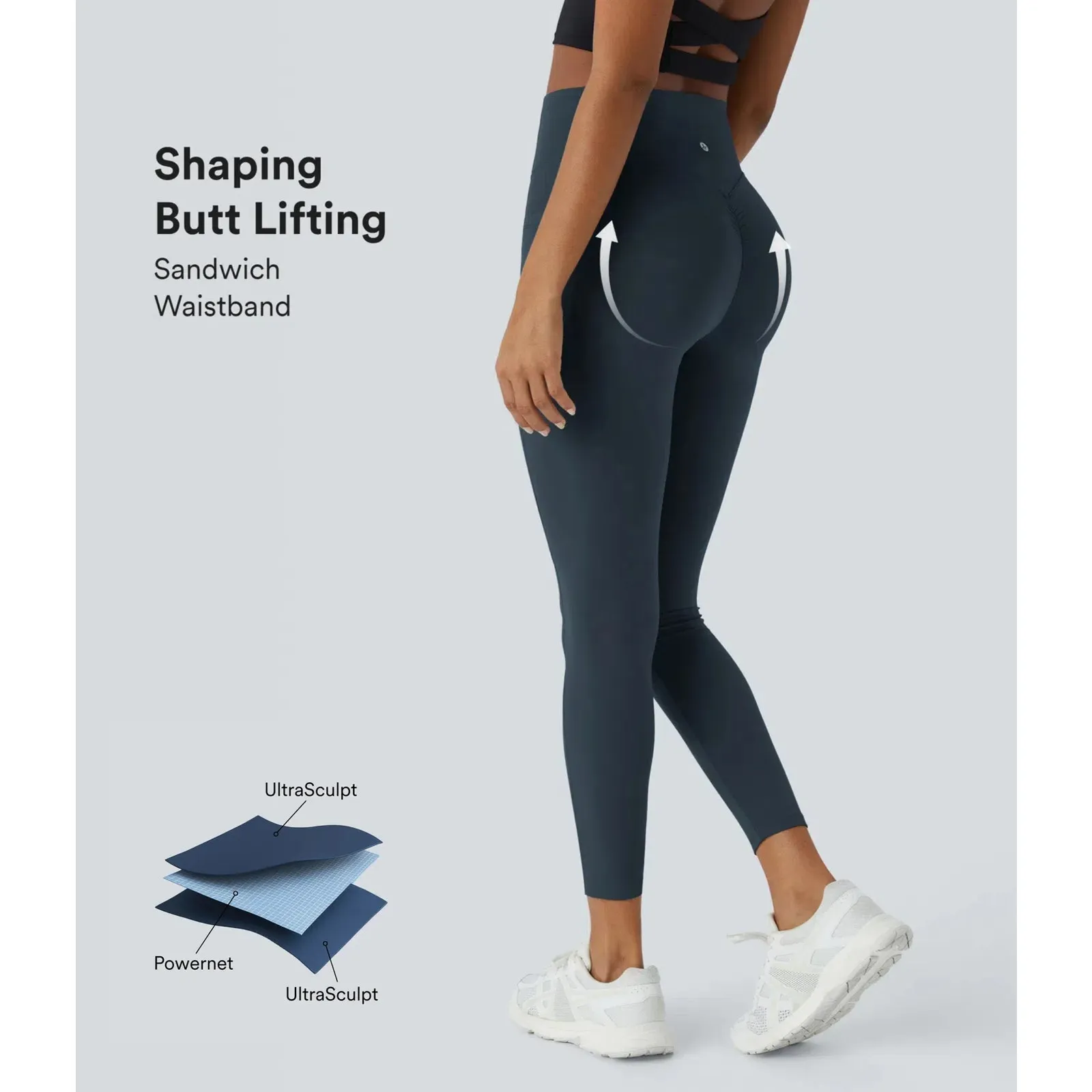 Halara UltraSculpt SoCinched Butt Lifting Tummy Control 7/8 Legging Carbon S - Image 2