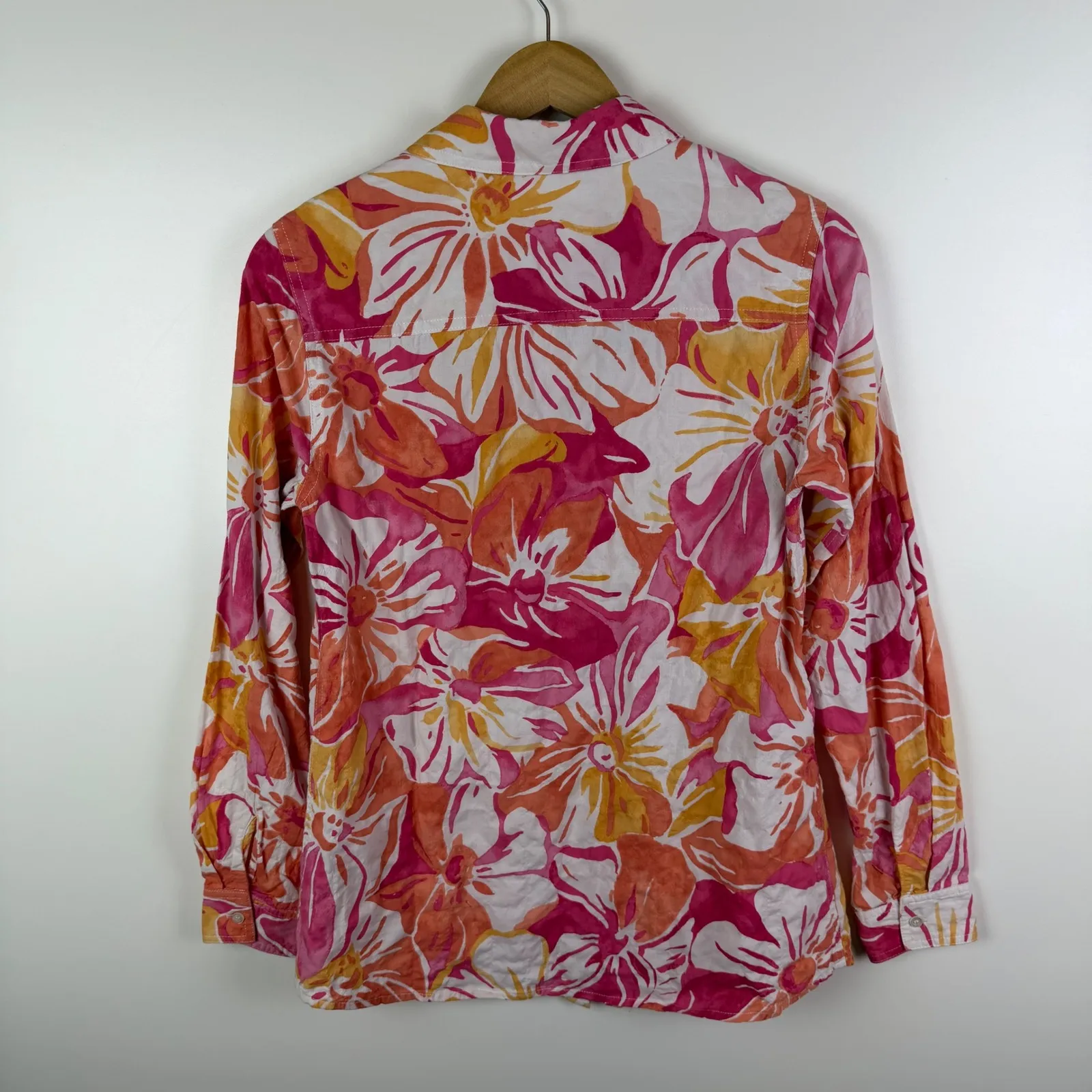 J McLaughlin Floral Button Down Shirt XS Multicolor Stretch Lightweight Preppy - Image 3