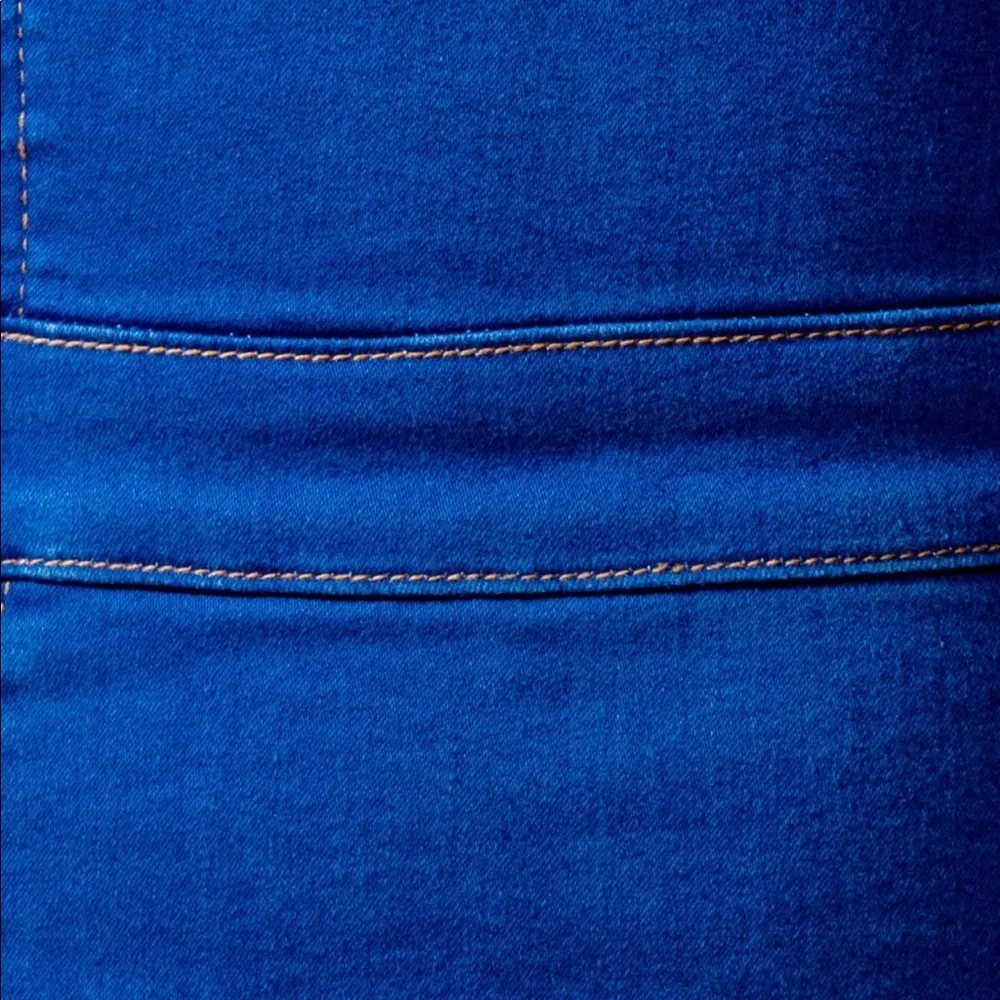 Bright Blue Stretch Denim Bodycon Midi Dress Size 6 - Image 7