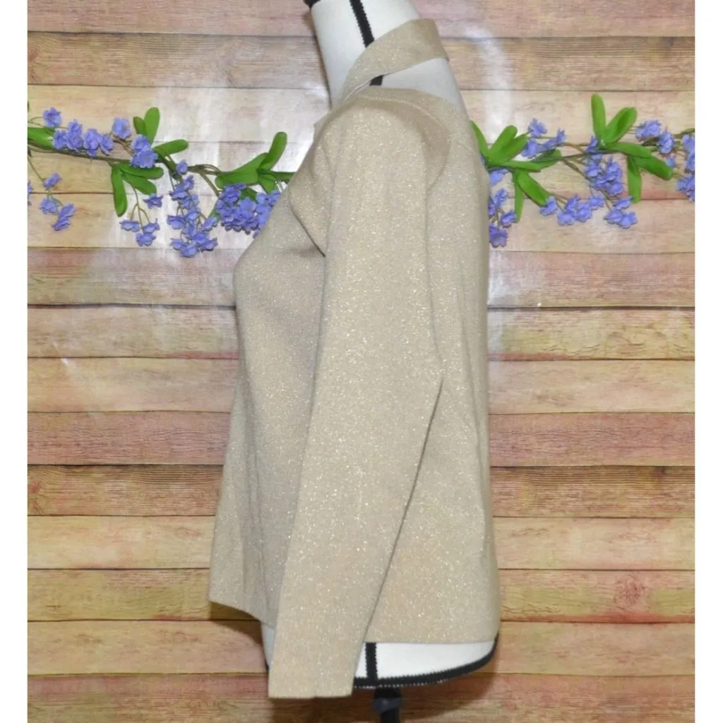 Vince Camuto Ladies M Gold Metallic V-Neck Sweater Size M Holiday Parties - Image 4