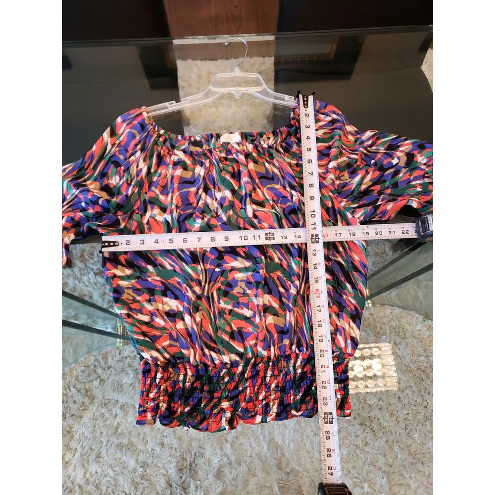 Michael Kors Blouse Women's Size Large Multicolored Polyester Long Sleeves - Image 9