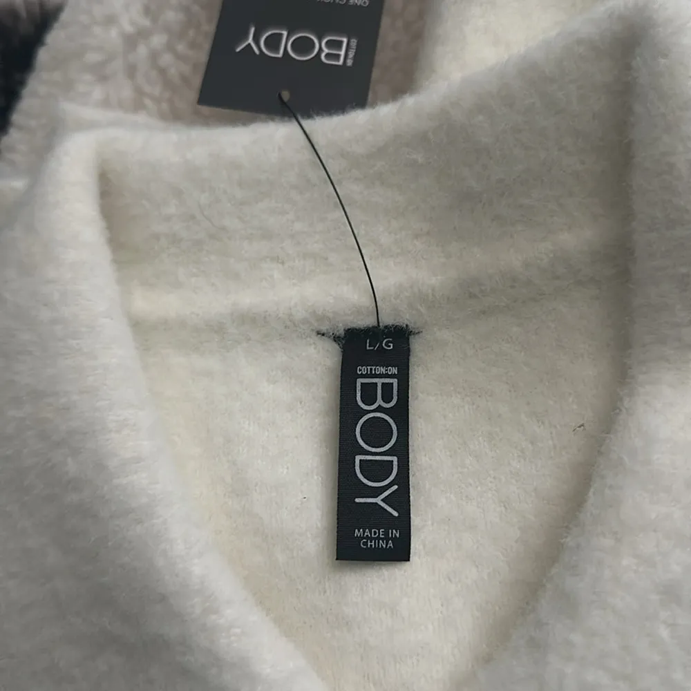 Cotton On White and Blue Varsity Jacket with Plush Texture - Image 6