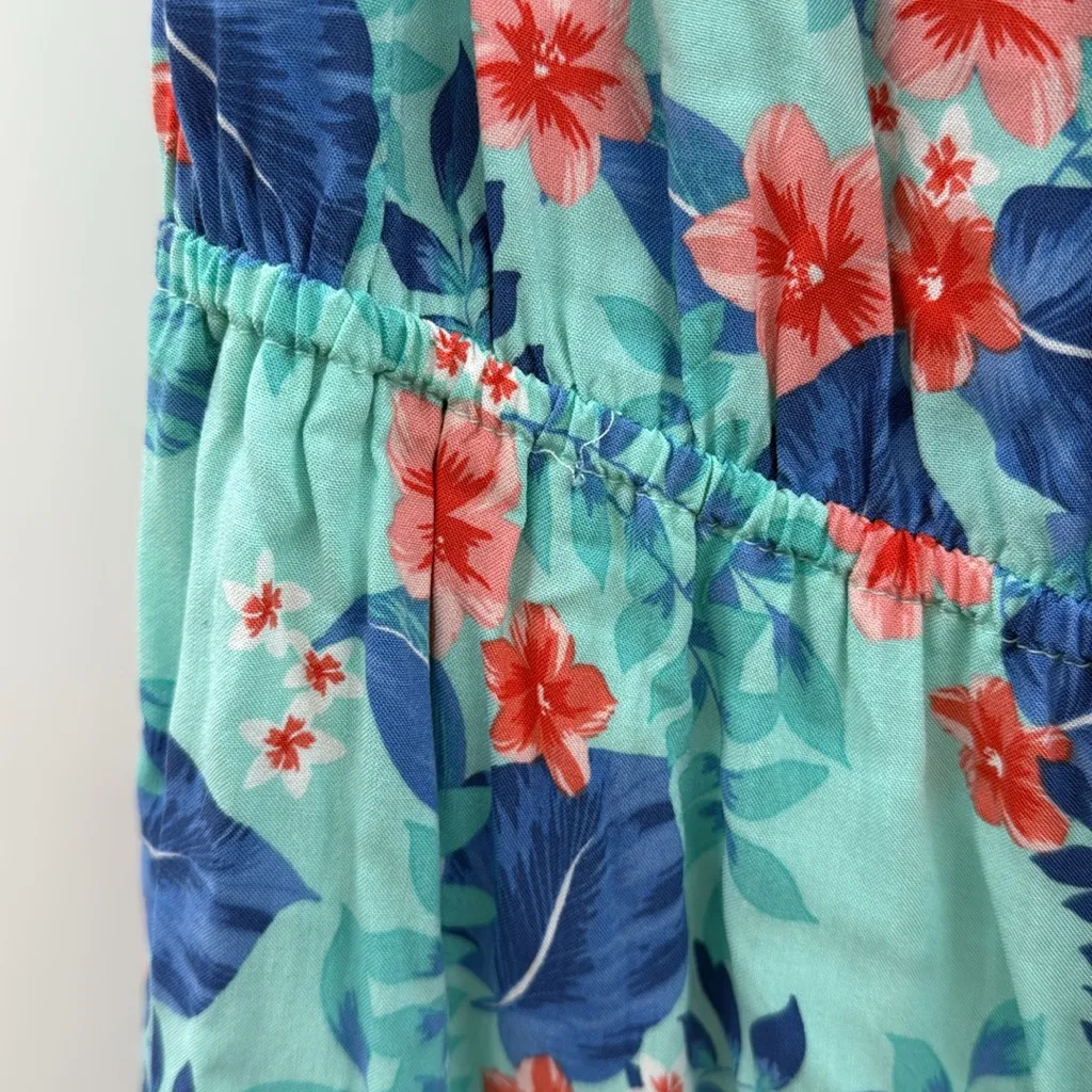 Children’s‎ Place Floral Midi Dress Women's Size Medium Blue Red Cold Shoulder - Image 5