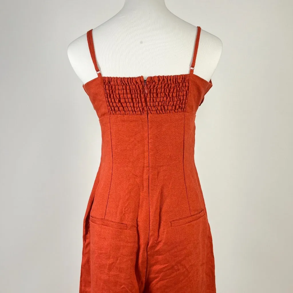 NWOT Farm Rio Red 3D Petals Bodice Euroflax Premium Linen Jumpsuit XS Wide-Leg - Image 10
