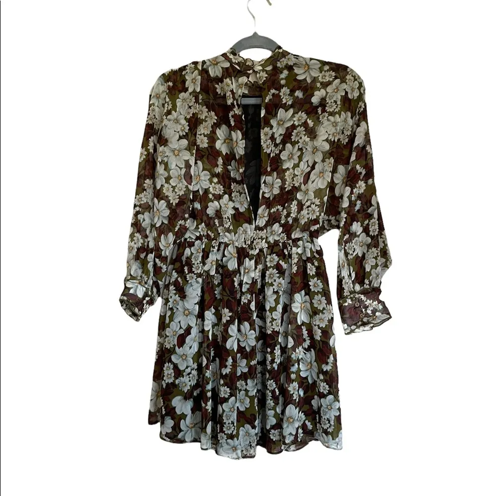 NWT ZARA FLORAL RUFFLES RESORT BLOGGERS FAV JUMPSUIT ROMPER GREEN XS - Image 9