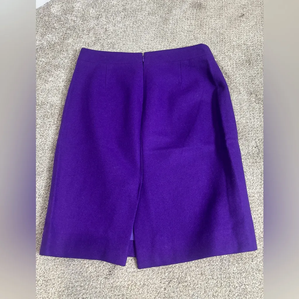 J. Crew Factory The Pencil Skirt Womens Size 2 Purple Double Serge Wool Blend - Image 3