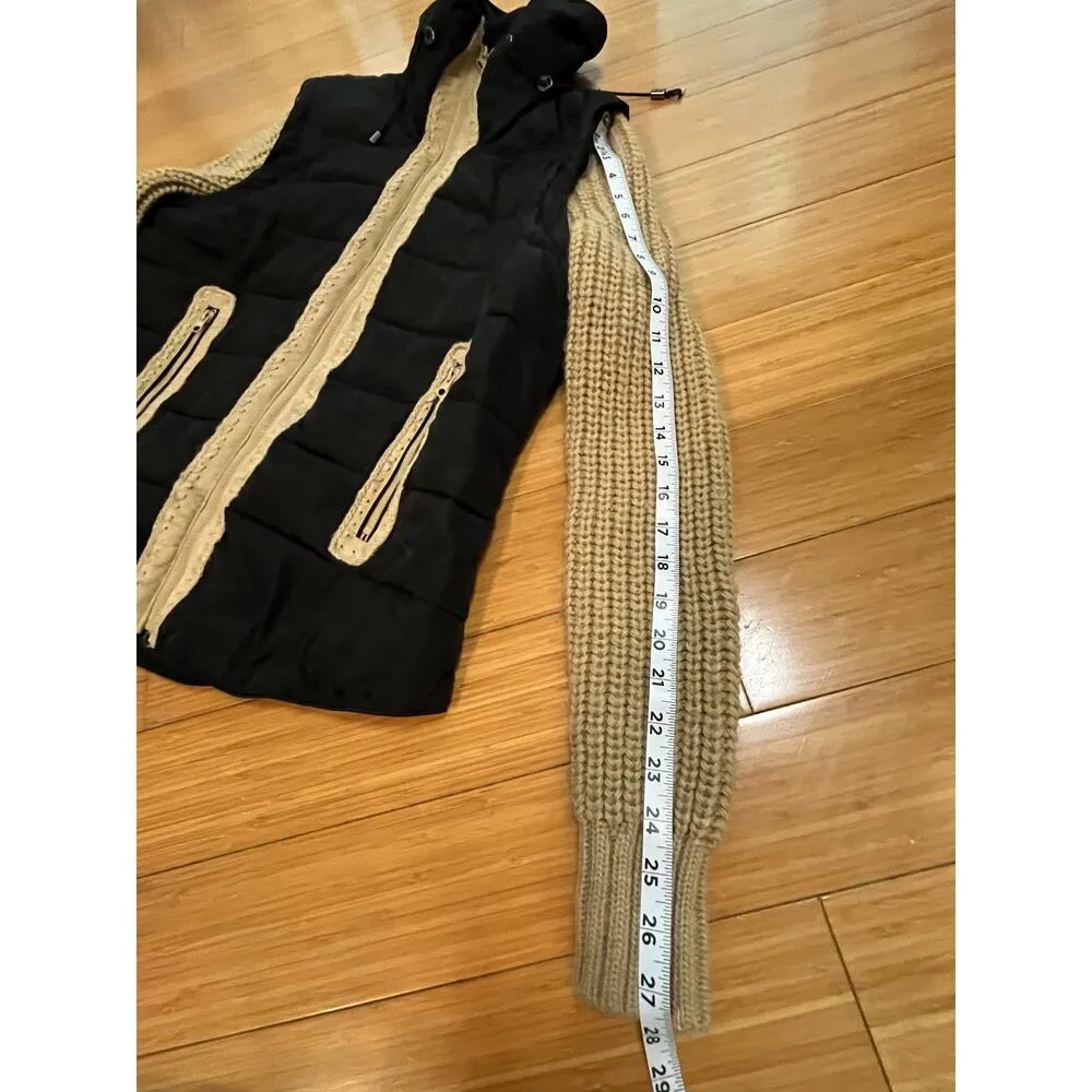 Montanaco Puffer Vest Knit Sweater Sleeves Transitional Hobbit Cottage Grandma Black Size L - Image 8