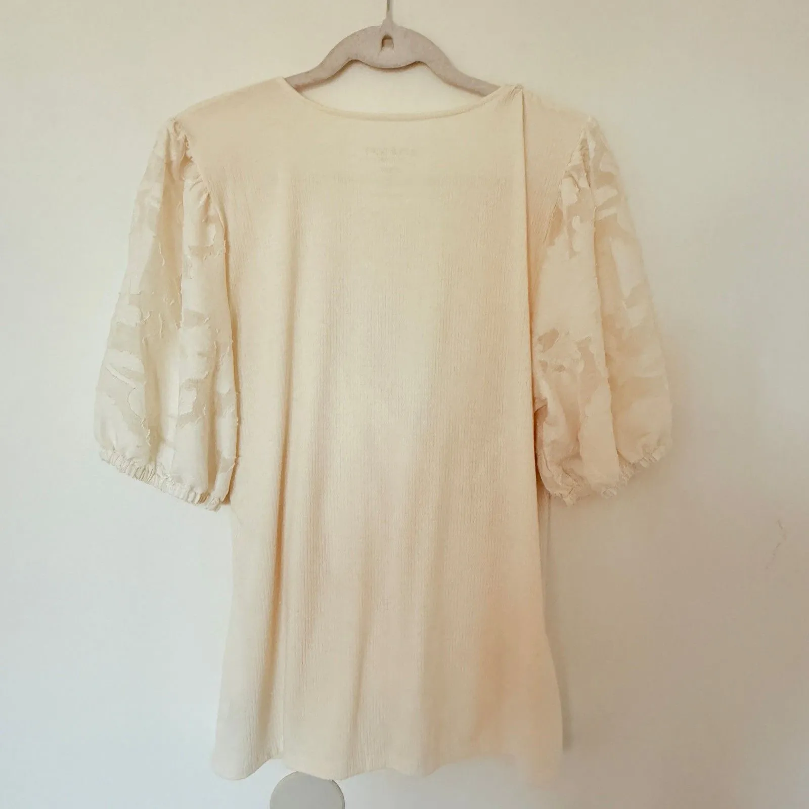 Torrid Fitted Rib Surplice Contrast Puff Sleeve Romantic Academia Top Sz 1 (1X) - Image 2