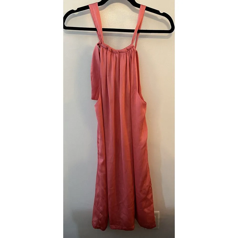 MNG By Mango Dress Women's Coral Halter Sleeveless Satin Lined Size 4 NEW - Image 2