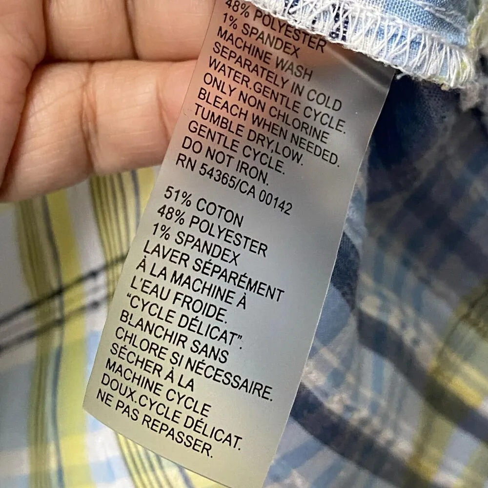 Allison Daley Women’s Shirt Petite 10P Button Up Long Sleeve Yellow Blue Plaid - Image 8