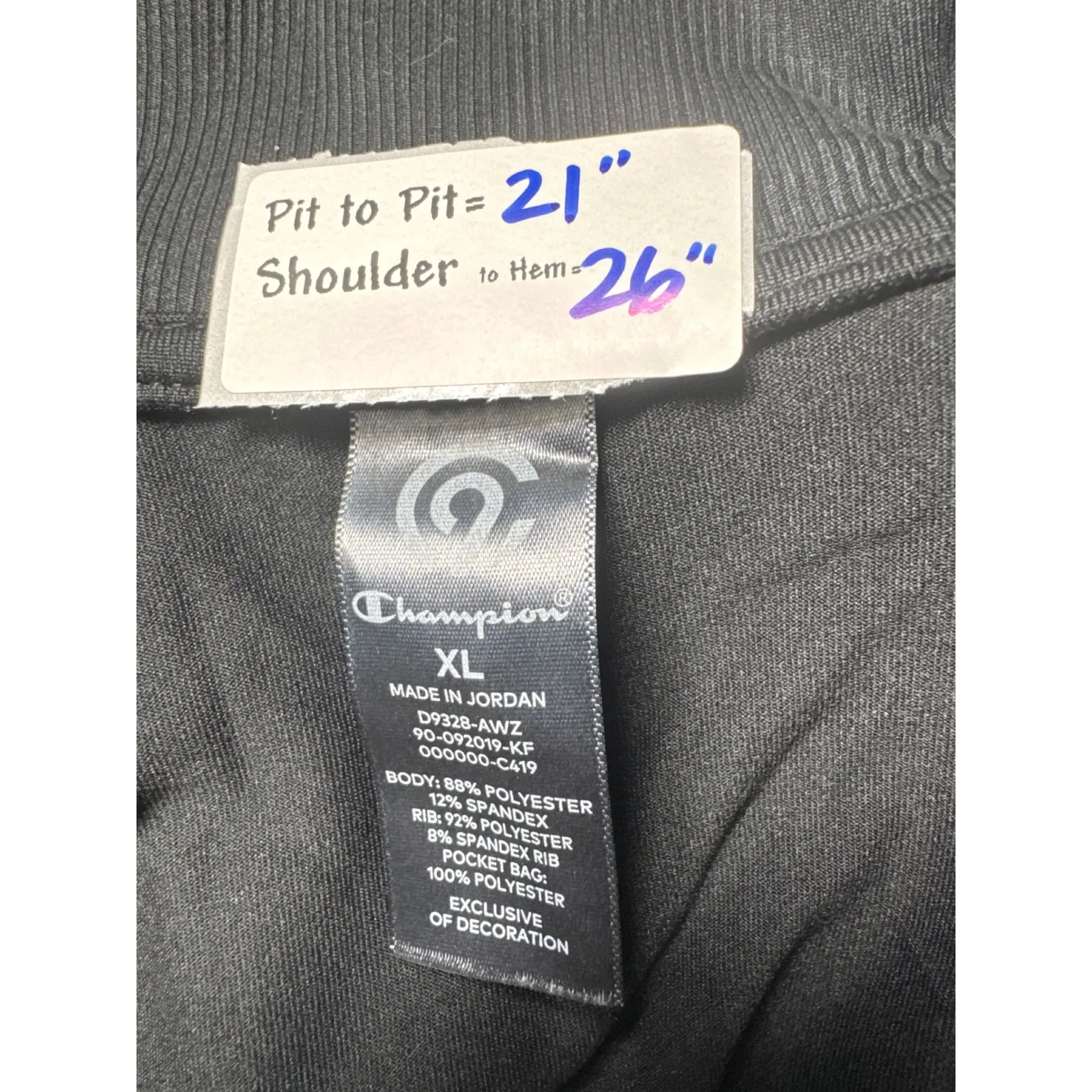 Champion Womens Black Full Zip Athletic Track Jacket Size XL Thumbholes - Image 3