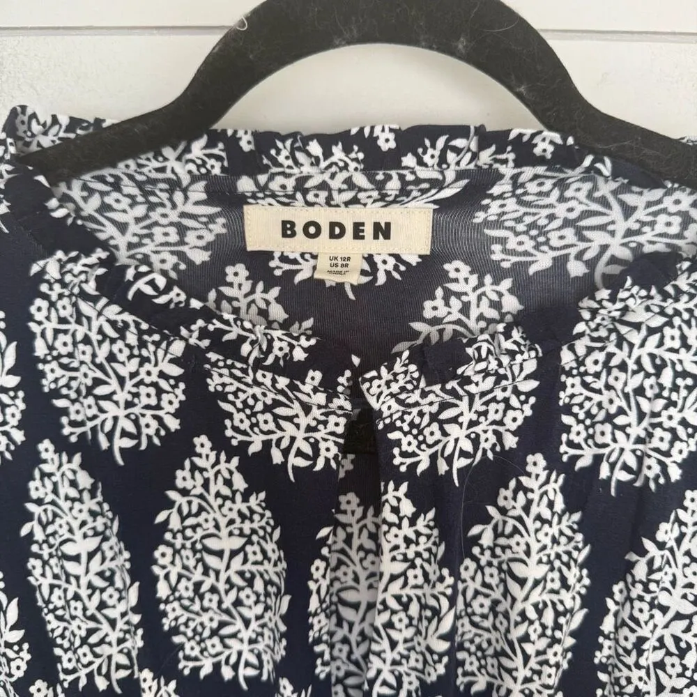 Boden Women’s 8R Blue Patterned Midi Dress Size 8 - Image 3