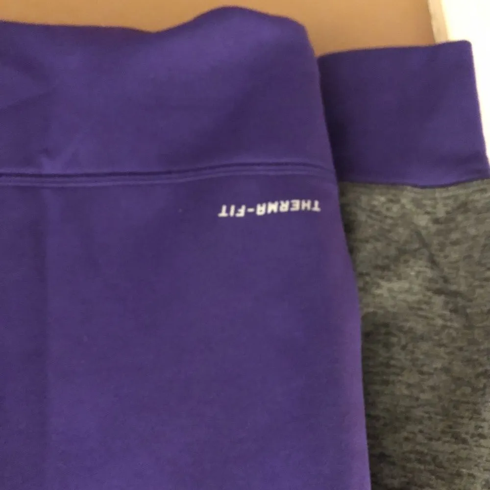 Nike Therma‎ Fit Just Do It Full Zip Thumbhole Hoodie Grey Purple Medium - Image 7