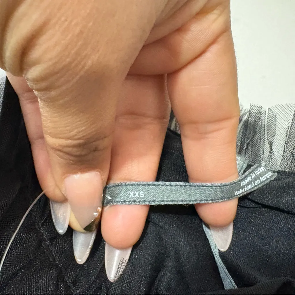 Anthropologie Black Pleated Tulle Tank Top XXS New Layered Sheer Chic - Image 3