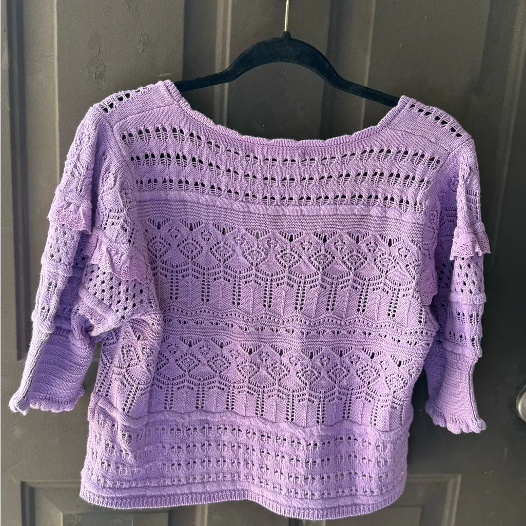 70/21 Lavender Crochet Crop Top Size M - Image 2
