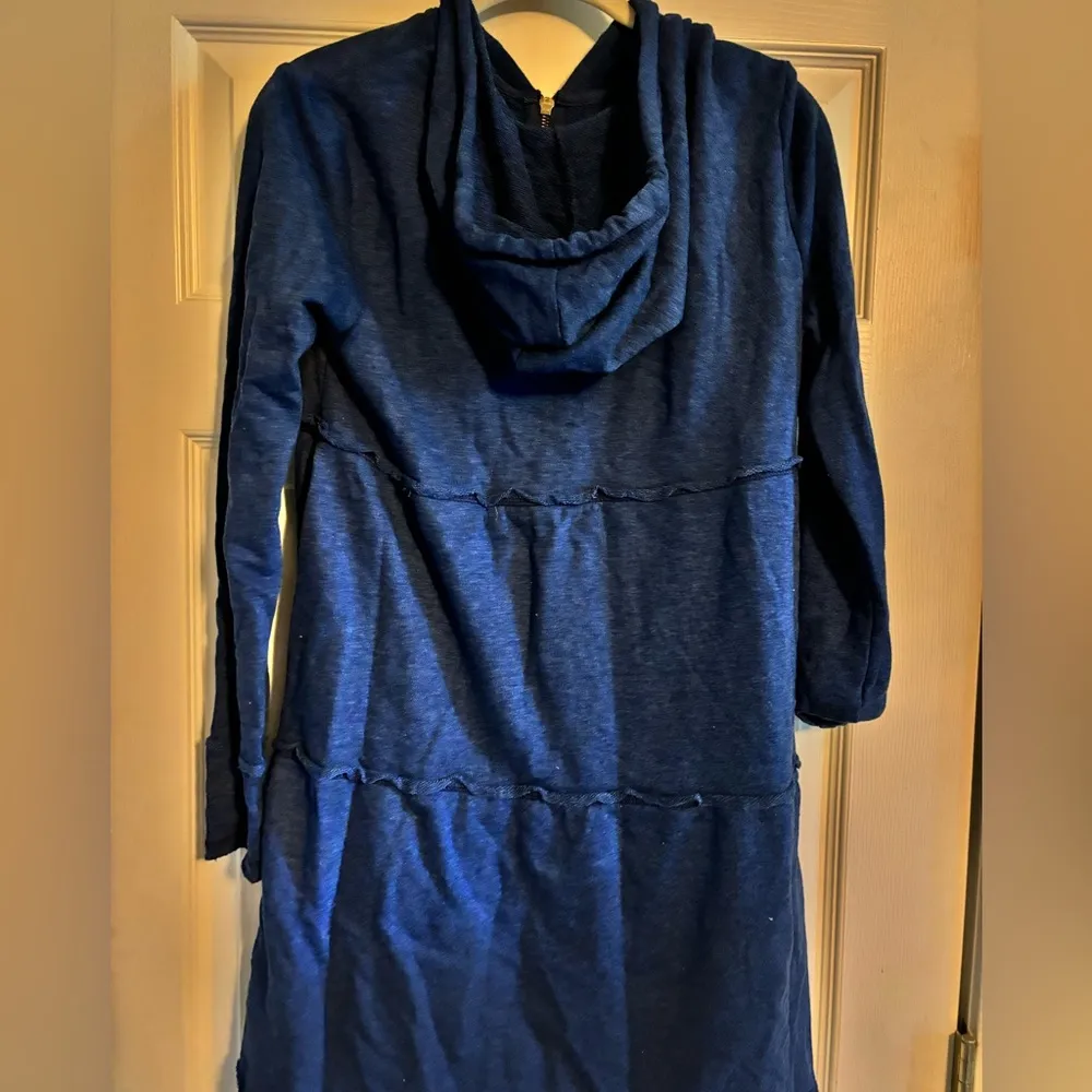 Navy Tiered Full Zip Coverup Jacket Hoodie - Image 2