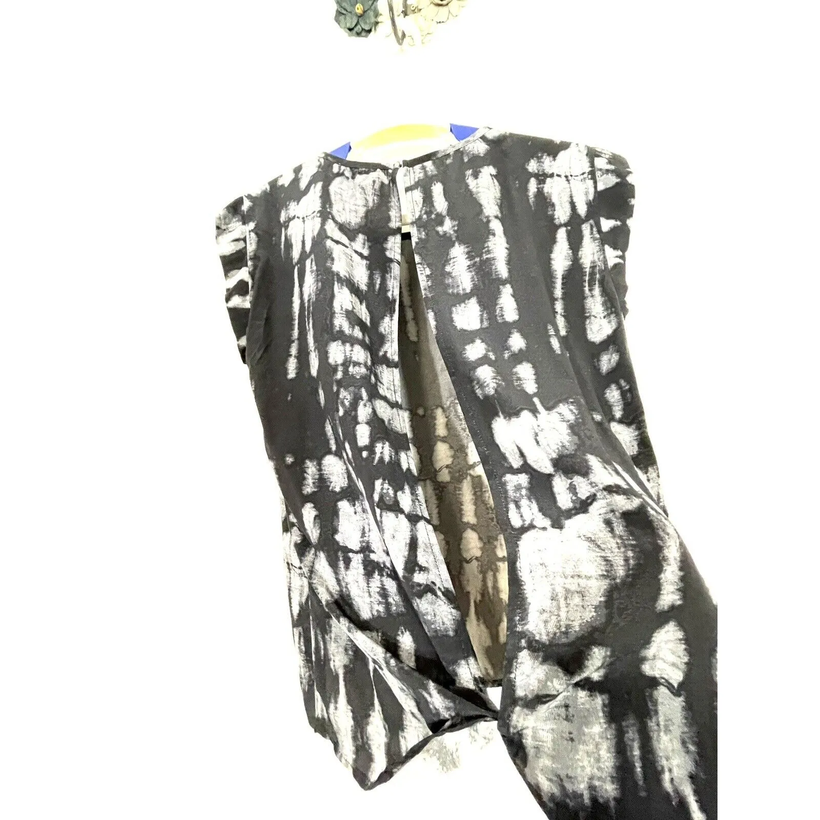 Pam & Gela Size P / XS Black Silk Tie Dye Sleeveless Open Back Top Blouse - Image 7