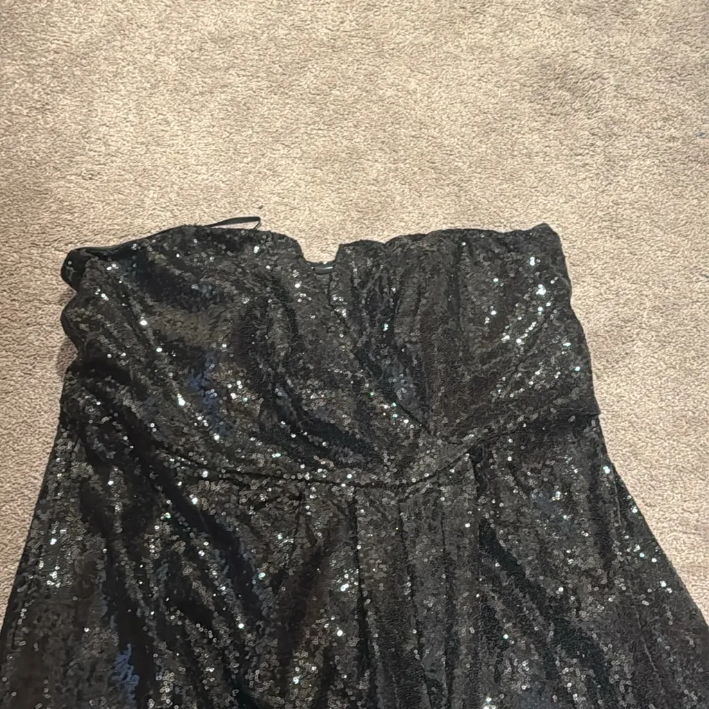 City Chic Black Sequin Strapless Shimmer Dress SIZE 18 - Image 2