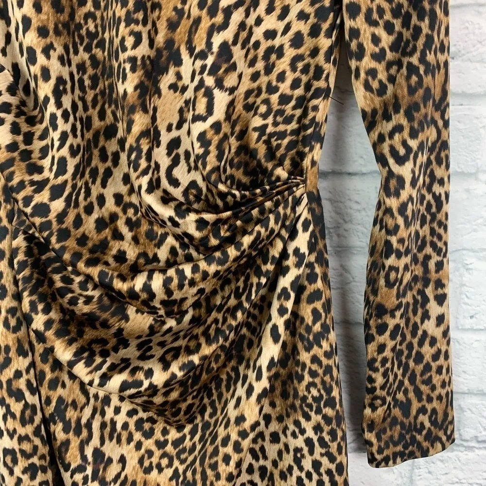 NWT Express X Karla Ruched Leopard Mini Dress 2 - Image 5