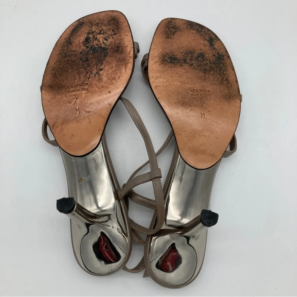 Vintage  Strappy Sandals with Mirrored Kitten Heels - Please read description - Image 5