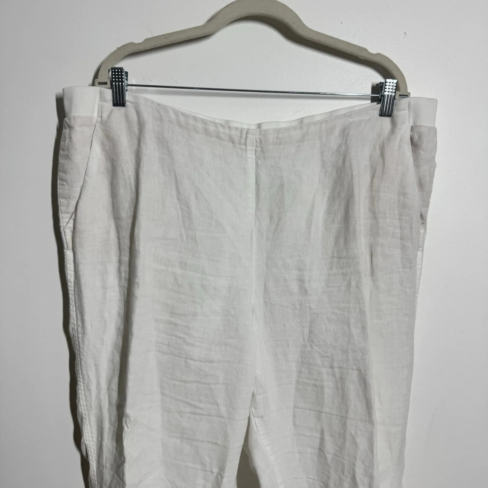 J.Jill Love Linen Pull On Coastal Pant Women XL White Straight Leg Minimal Beach - Image 3