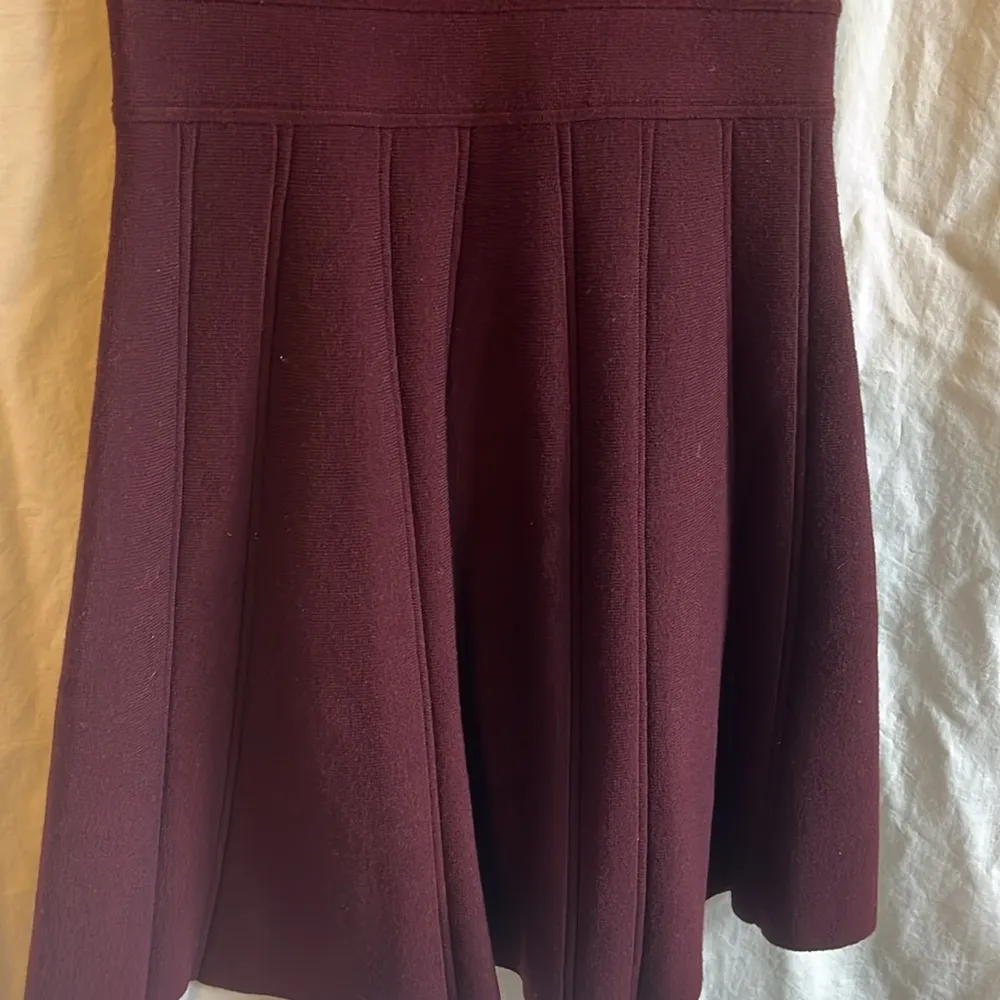 Theory Anderz Evian Stretch Dark Ruby Cap Sleeve Wool Skater Skirt Dress - Image 6