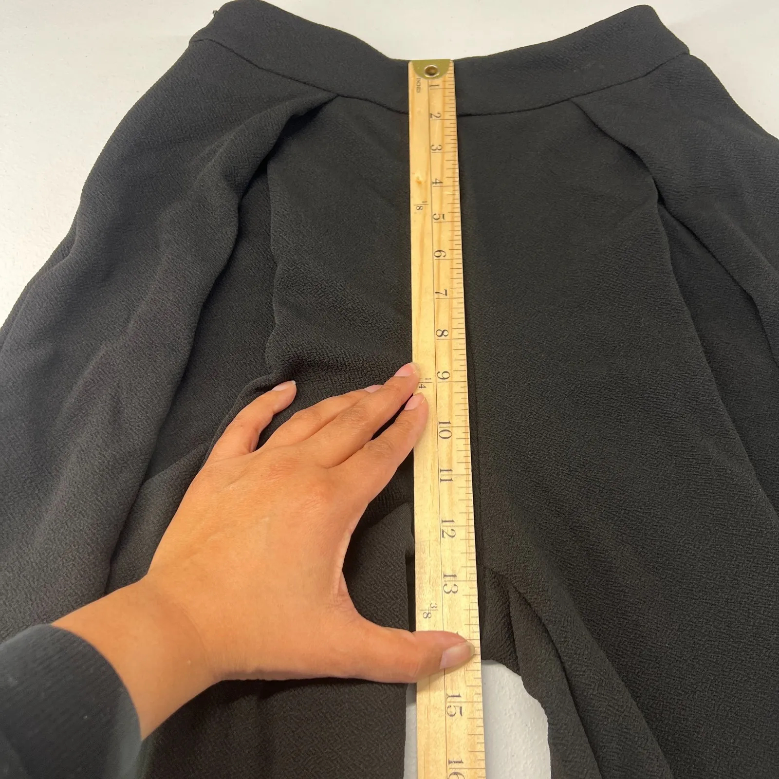 Shein Palazzo Crepe Pants Womens XS Black Pleated Side Zip High Rise Wide Leg - Image 12