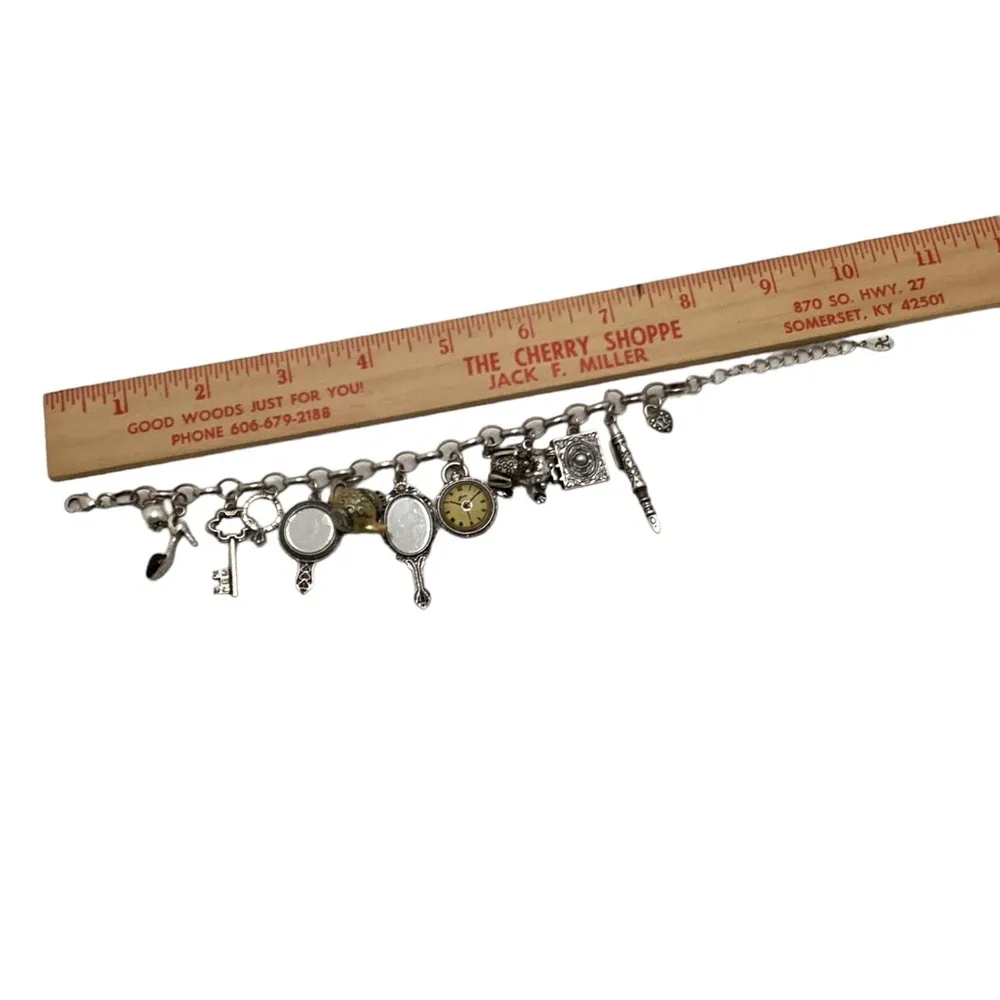 Fairy tale charm bracelet with claw clasp. 8” Silver - Image 7