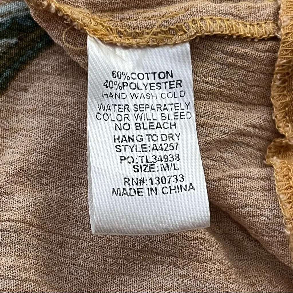 PinkBlush Floral Kimono Cardigan Crochet Trim Mustard Combo M/L - Image 5