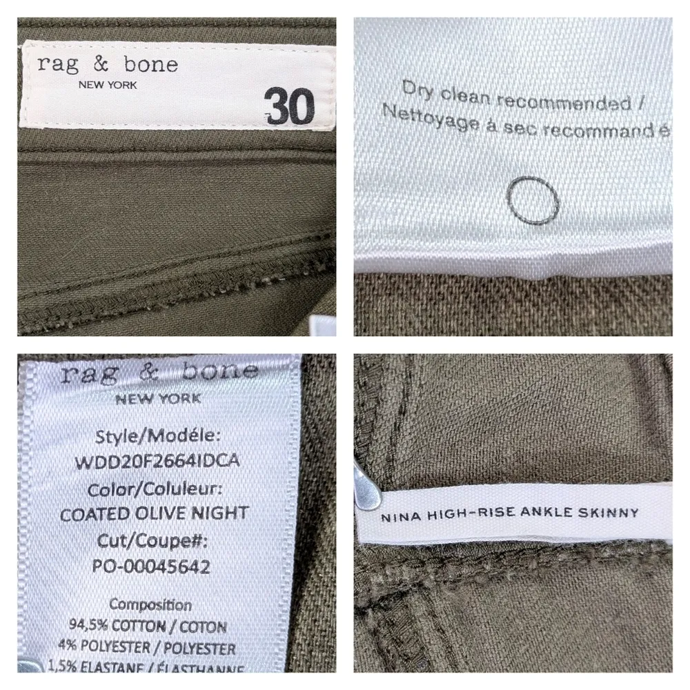 Rag & Bone Nina High Rise Ankle Skinny Coated EUC $225 Size 30   J1670 - Image 8