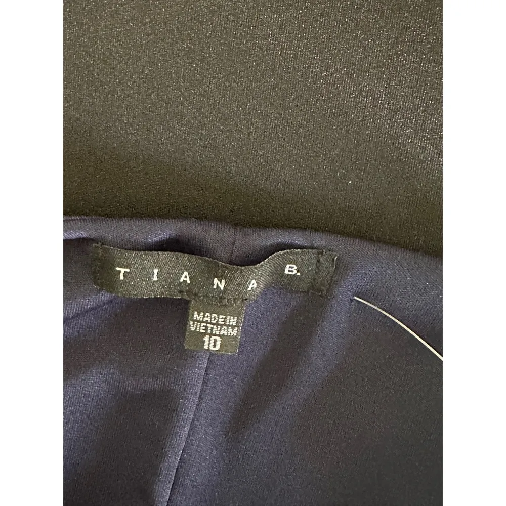 Tiana B. Floral Print Sleeveless Wrap Dress Party Cocktail Navy Yellow 10 Blue - Image 3