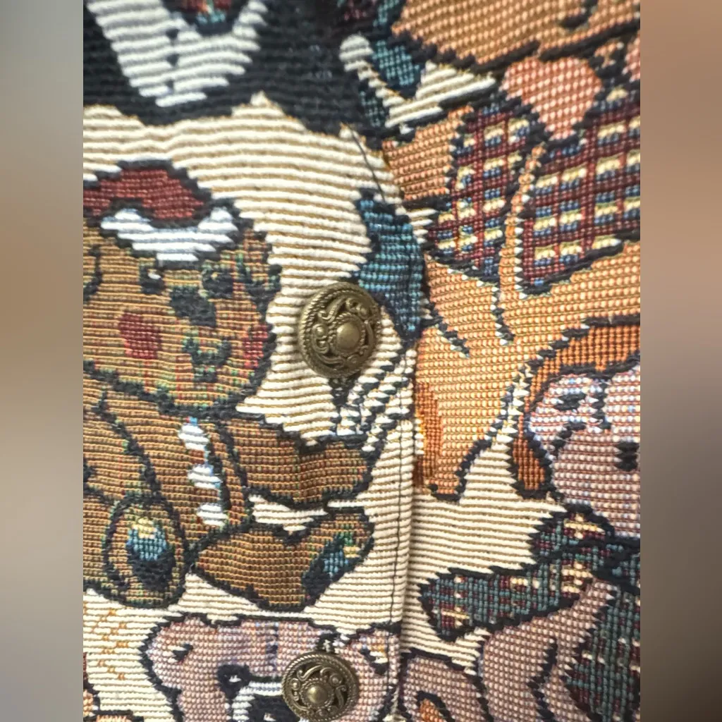 Vintage 1990 Bobbie Brooks Teddy Bear Patterned Pet Vest Brown Size 1X - Image 3