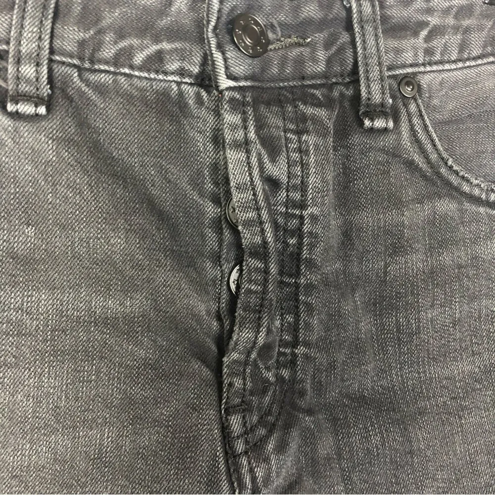 Free People Uptown Black Denim Button Fly Cut Off Jean Shorts 29 - Image 5