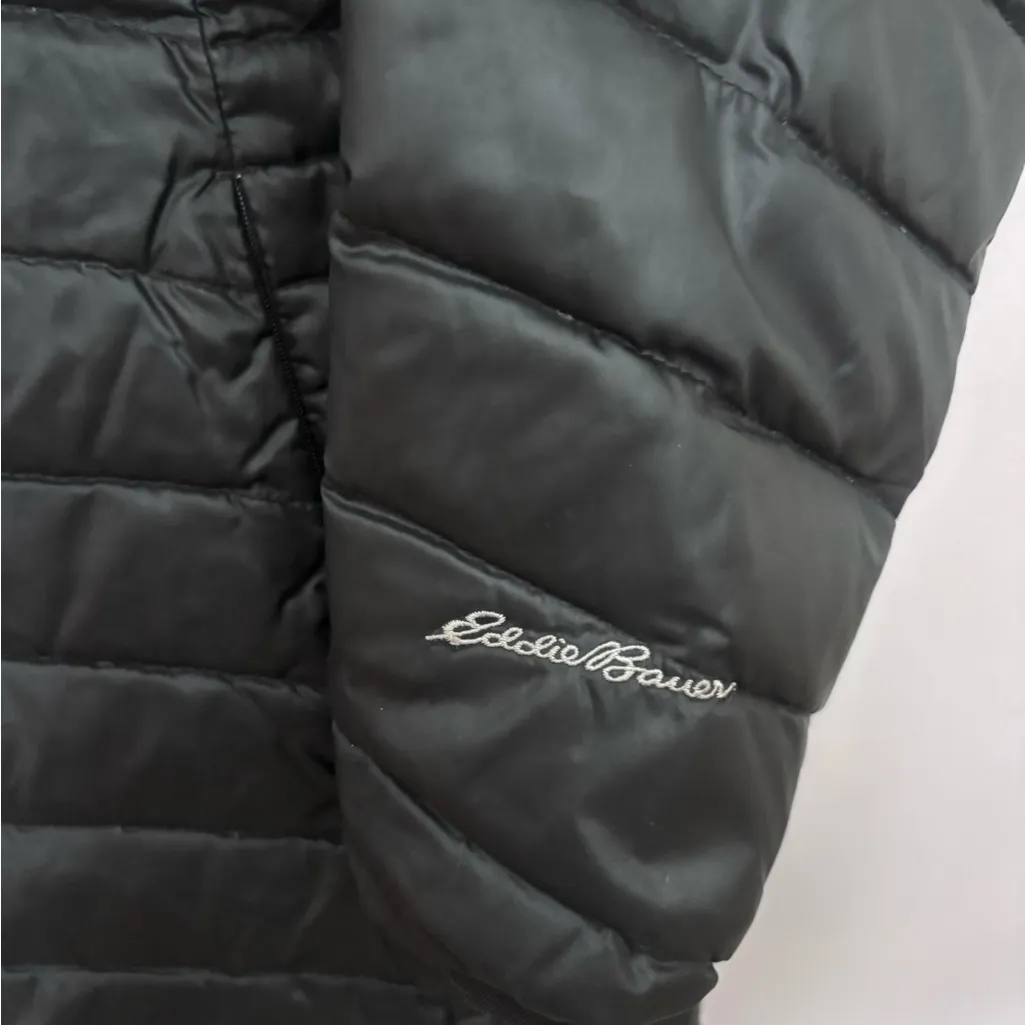 Eddie Bauer Womens Black Lightweight Longer Black Puffer Coat with Hood Size XS - Image 3