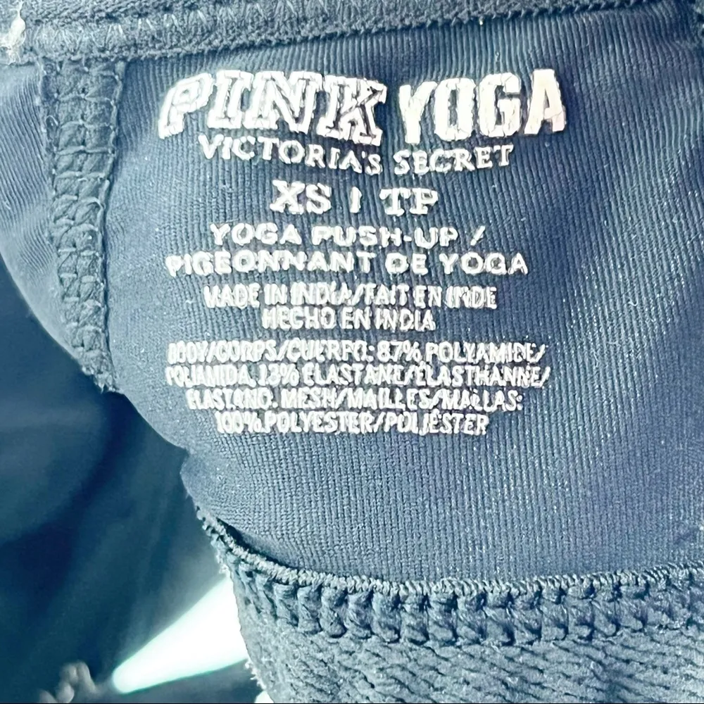 PINK VICTORIA’S SECRET Blue Marled Strappy Yoga Push Up Bralette, Size XS - Image 2