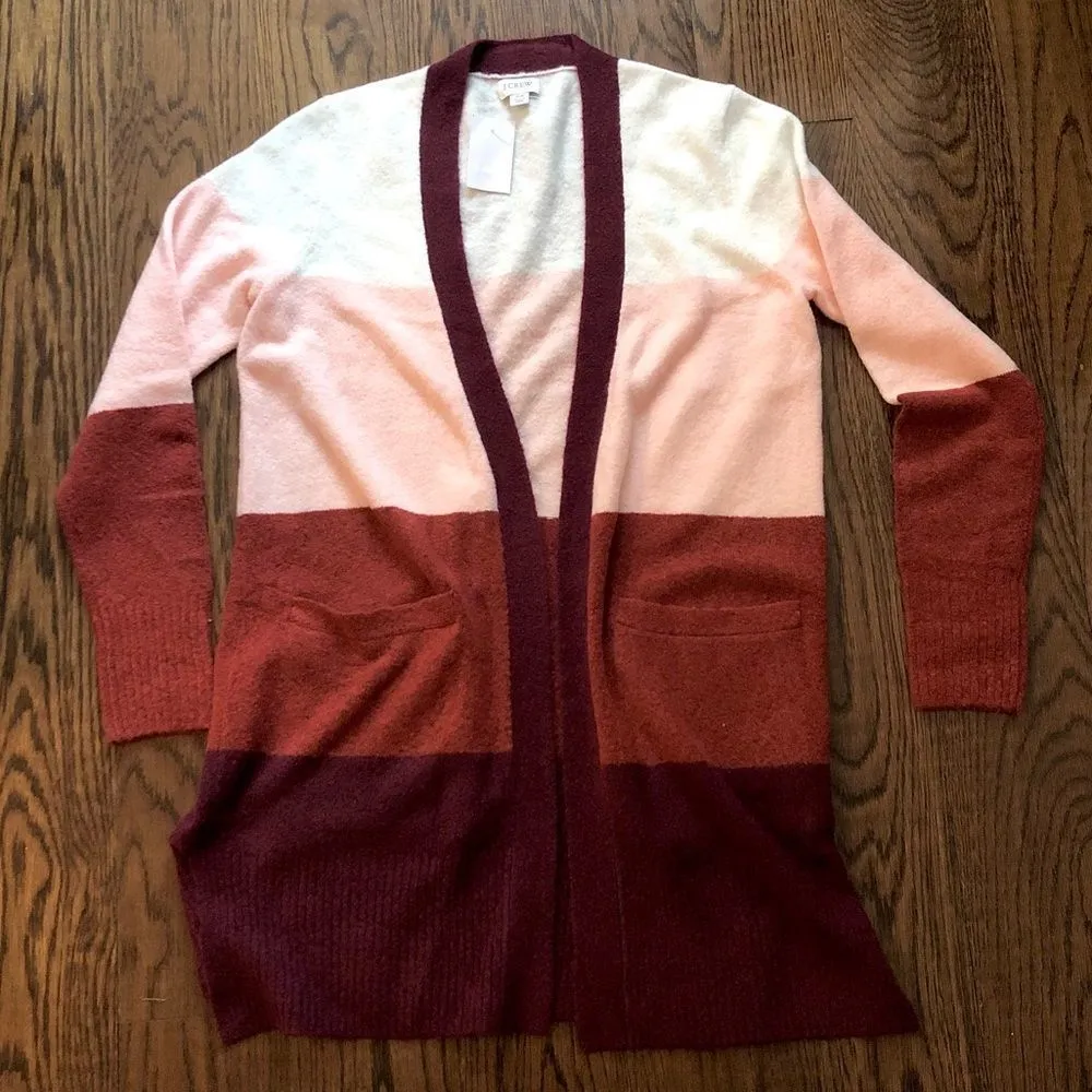 JCREW Women’s Oversized Color Block Open Cardigan Sweater With Pockets XS/S NWT - Image 9