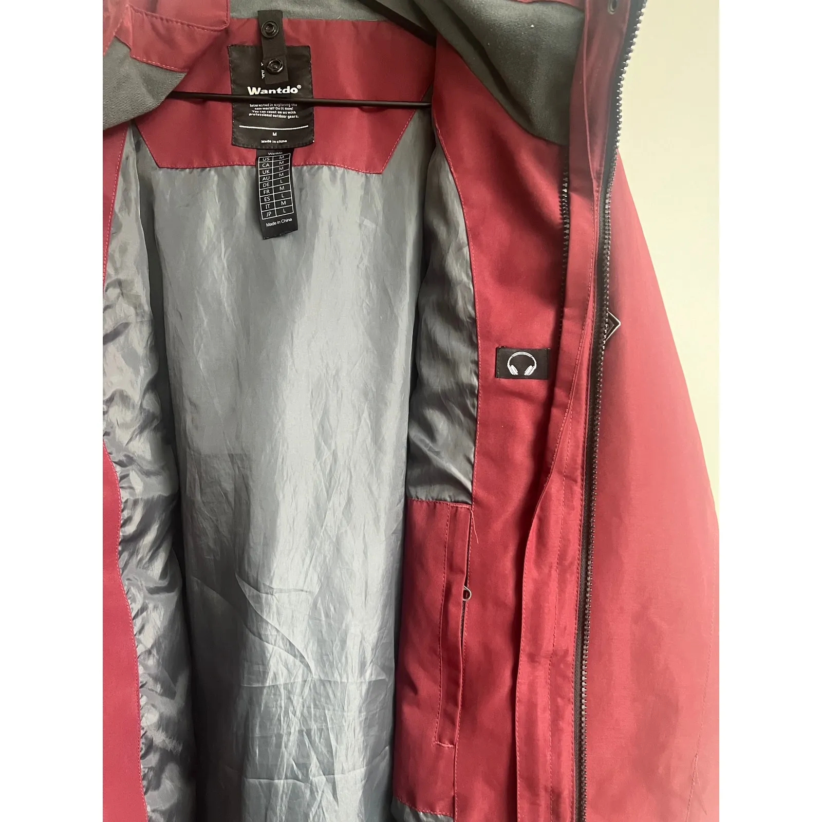 Wantdo‎ Jacket Womens Medium Maroon Hooded Rain Jacket Outdoor Hiking Travel Red - Image 7