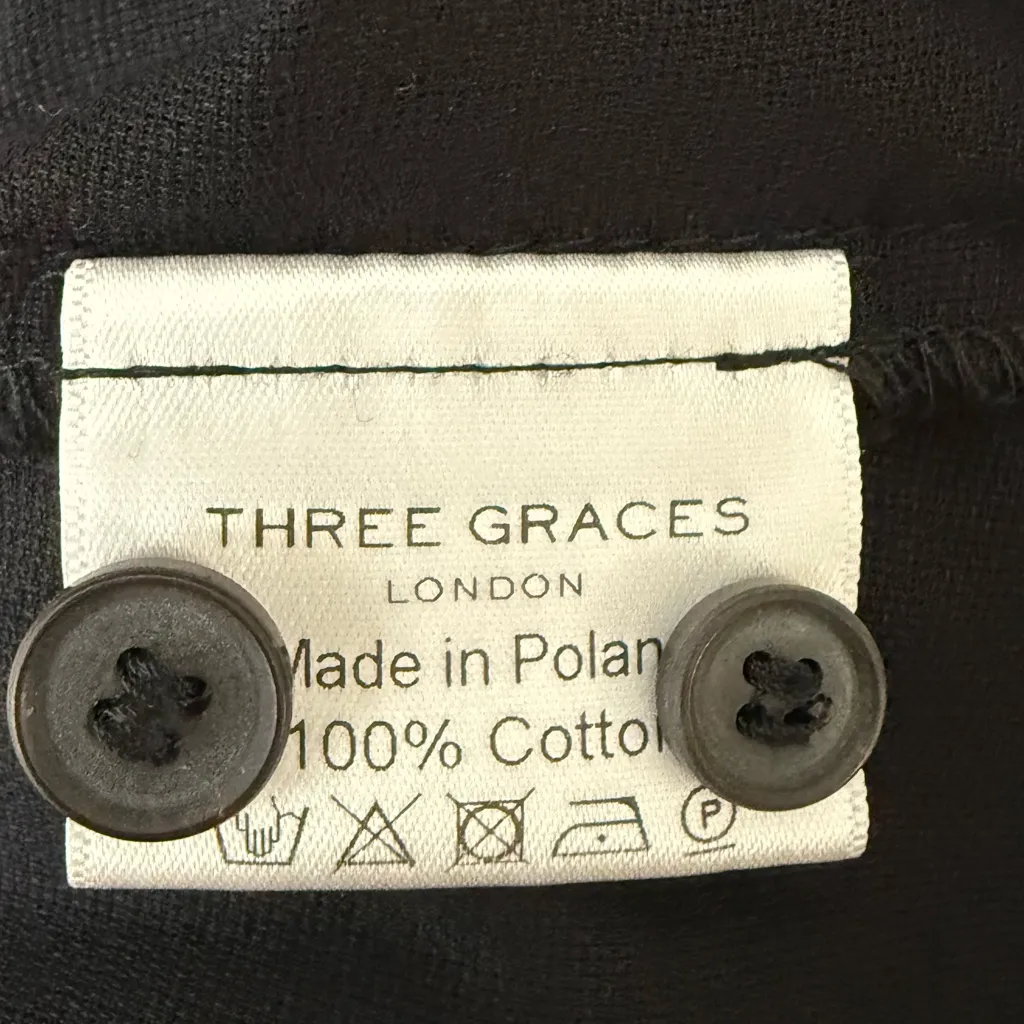 Three graces black cotton, long sleeve button front shirt dress midi/maxi 12 - Image 6