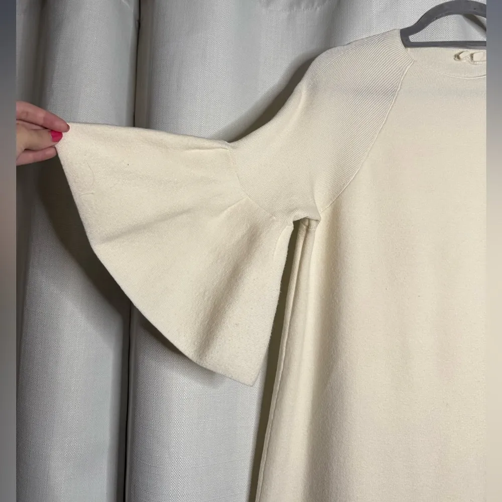 Anthropologie Moth Chester Cream White Sweater Tunic Dress Large - Image 7