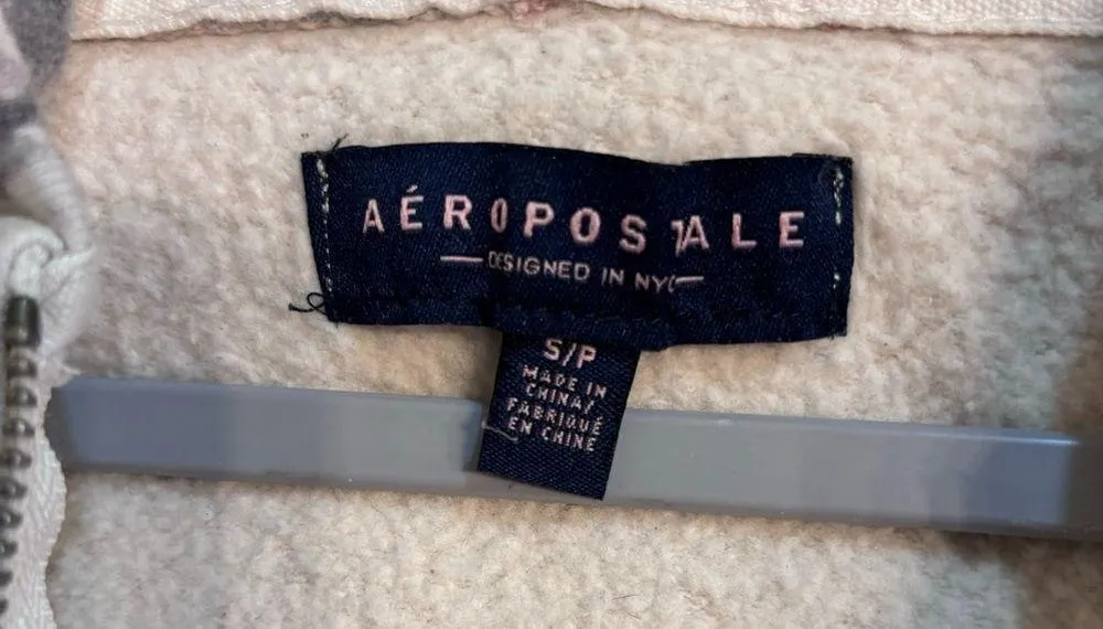 Aeropostale womens floral hooded zip up y2k jacket cream small - Image 5